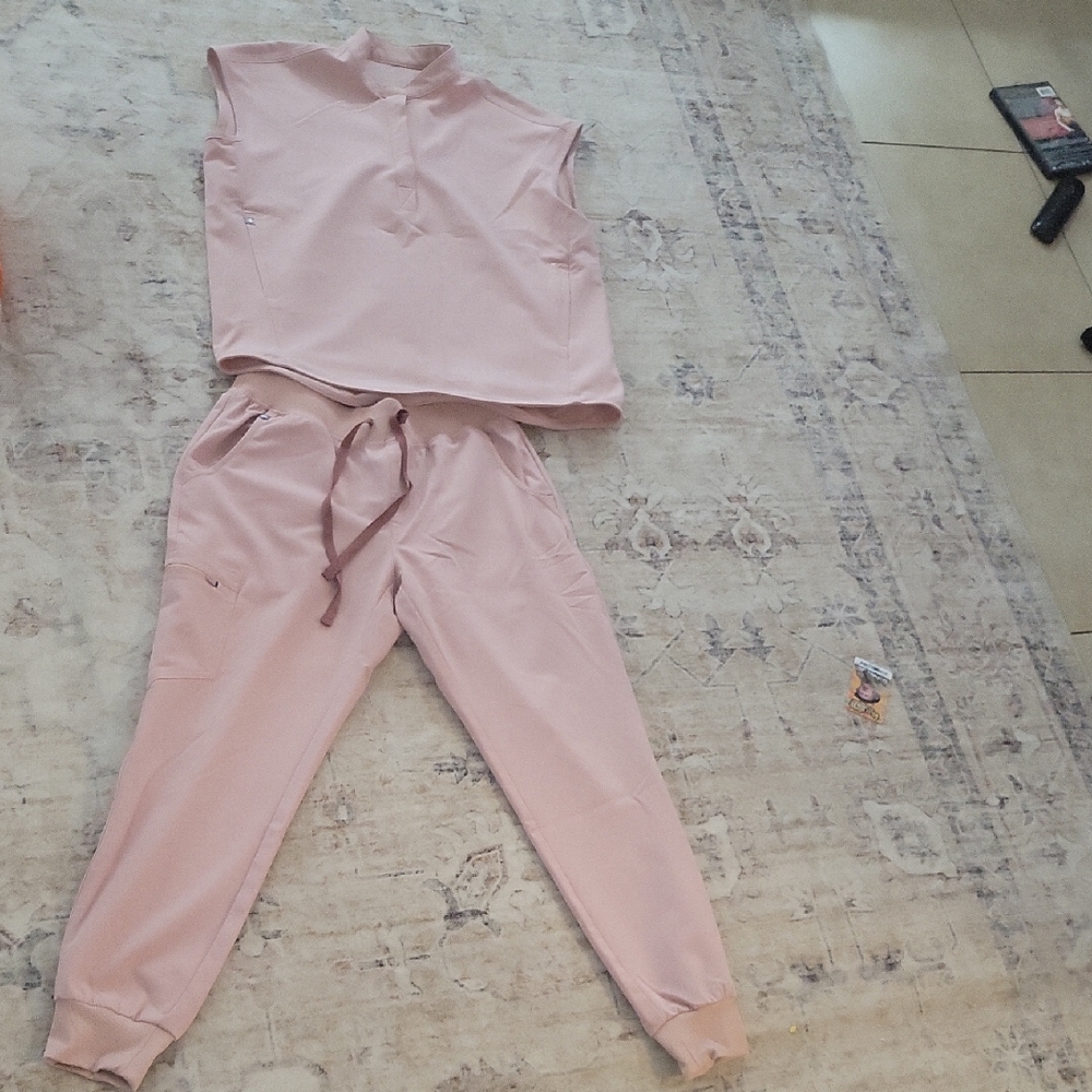Figs Light Pink Sleeveless Jumpsuit
